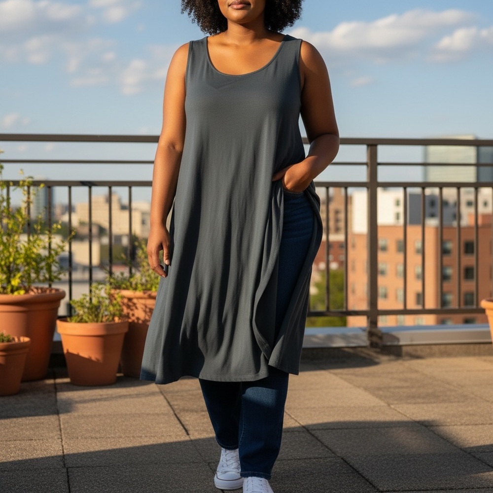 LOFT Gray Sleeveless Dress